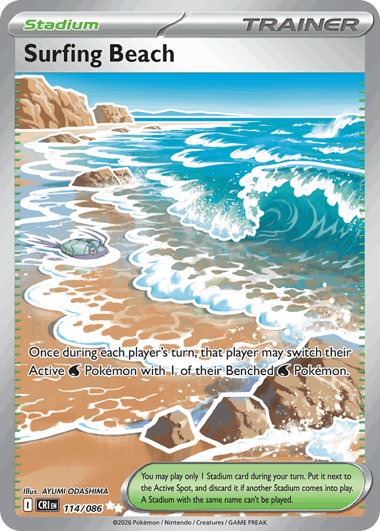 Surfing Beach #114 from Chaos Rising - Ultra Rare - Illustrated by AYUMI ODASHIMA