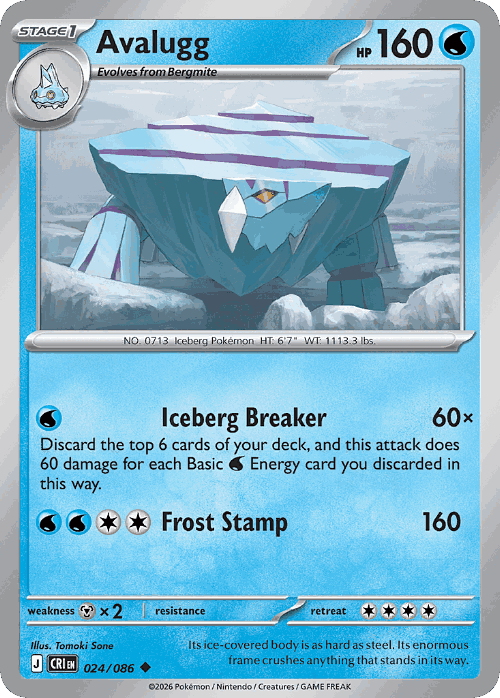 Avalugg Pokémon TCG card art