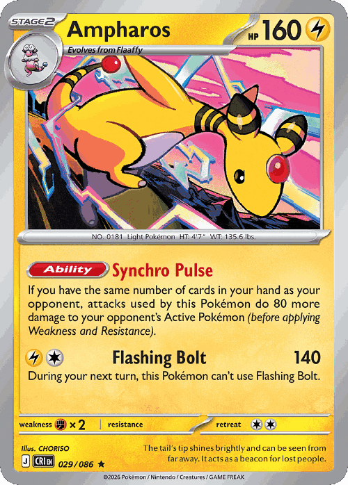 Ampharos #29 from Chaos Rising - Rare - Illustrated by CHORISO
