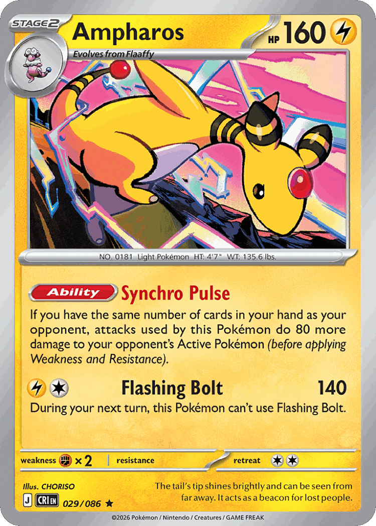 Ampharos #29 from Chaos Rising - Rare - Illustrated by CHORISO
