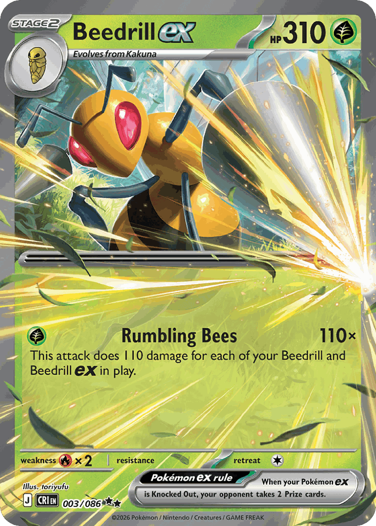 Beedrill ex #3 from Chaos Rising - Double Rare - Illustrated by toriyufu