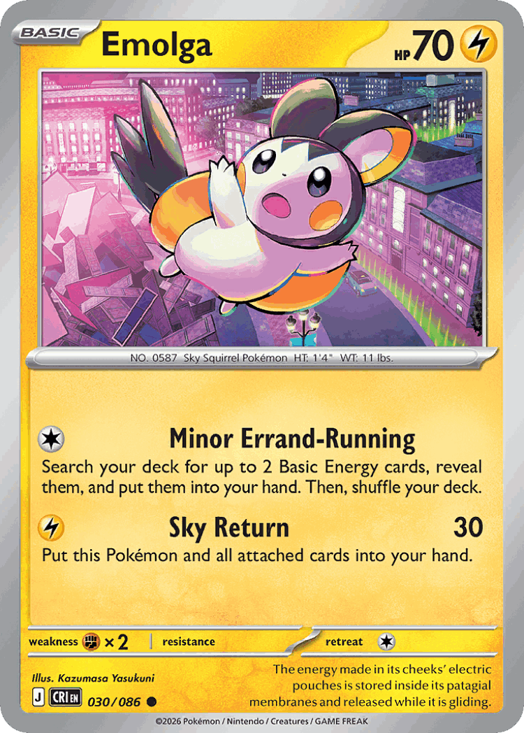 Emolga #30 from Chaos Rising - Common - Illustrated by Kazumasa Yasukuni