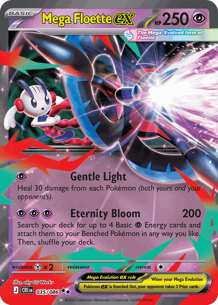 Mega Floette ex #35 from Chaos Rising - Double Rare - Illustrated by aky CG Works