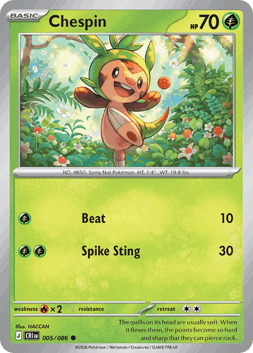 Chespin Pokémon TCG card art