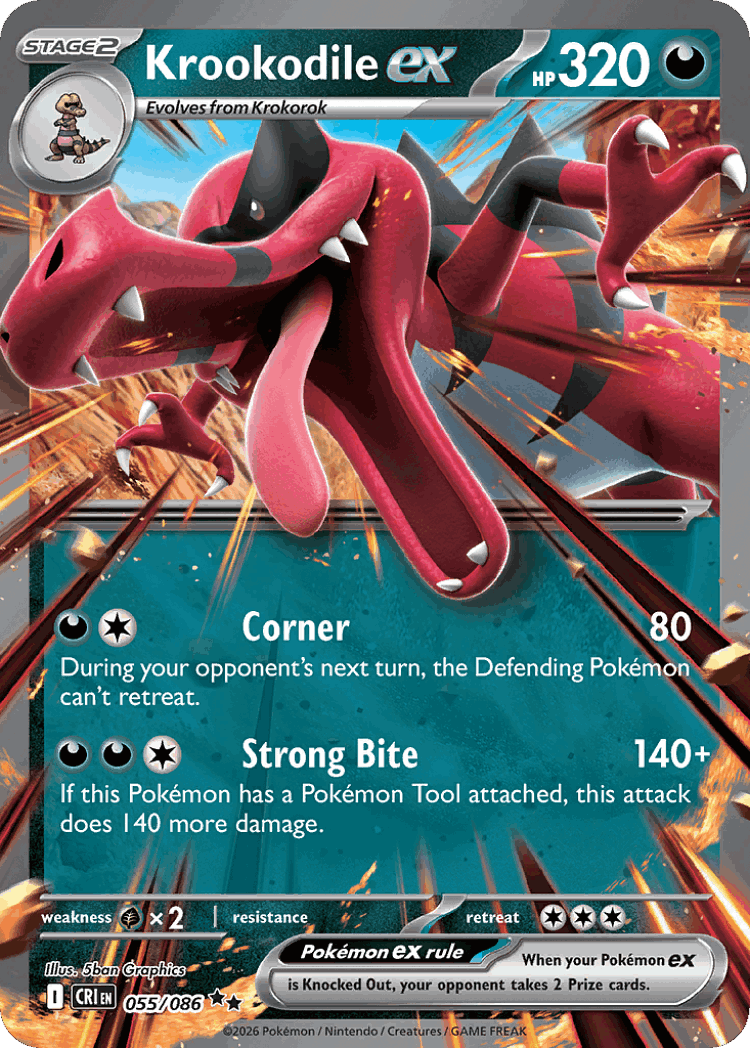 Krookodile ex #55 from Chaos Rising - Double Rare - Illustrated by 5ban Graphics