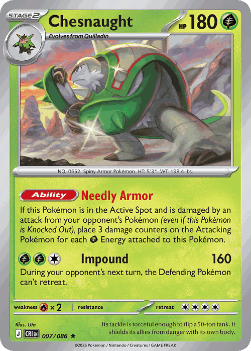 Chesnaught Pokémon TCG card art