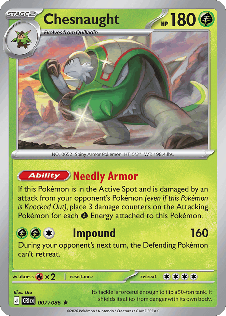 Chesnaught #7 from Chaos Rising - Rare - Illustrated by Uta