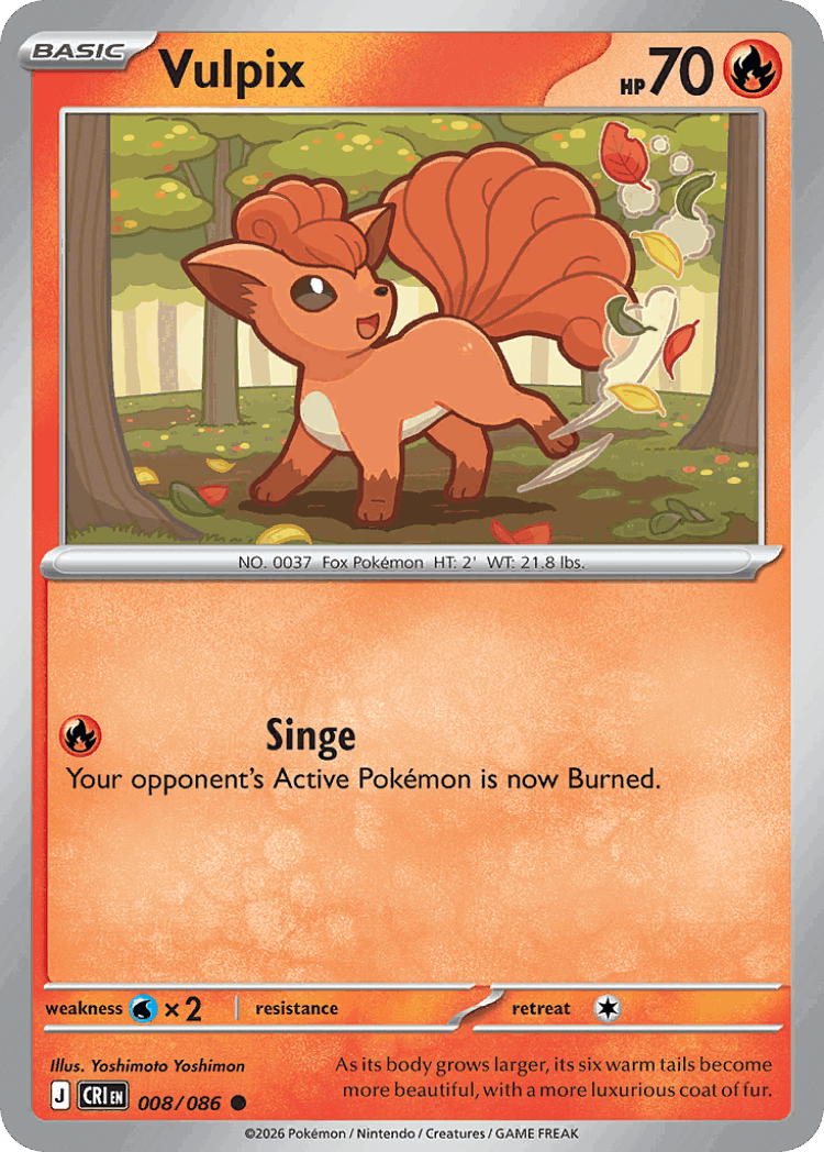 Vulpix #8 from Chaos Rising - Common - Illustrated by Yoshimoto Yoshimon