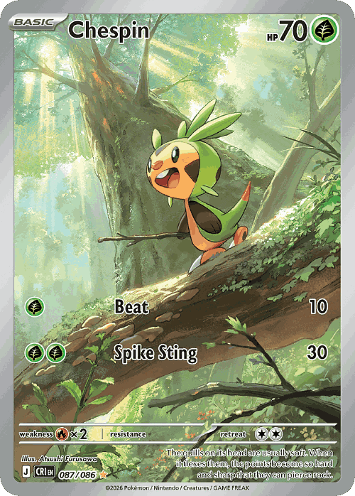 Chespin #87 from Chaos Rising - Illustration Rare - Illustrated by Atsushi Furusawa