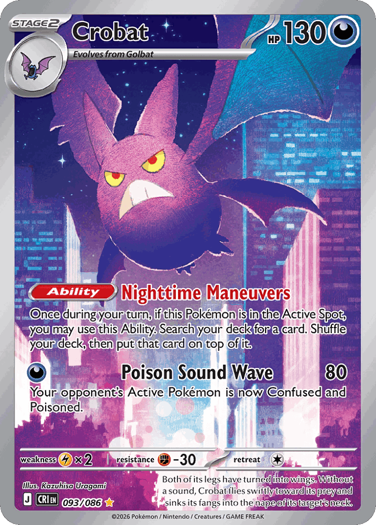 Crobat #93 from Chaos Rising - Illustration Rare - Illustrated by Kazuhisa Uragami