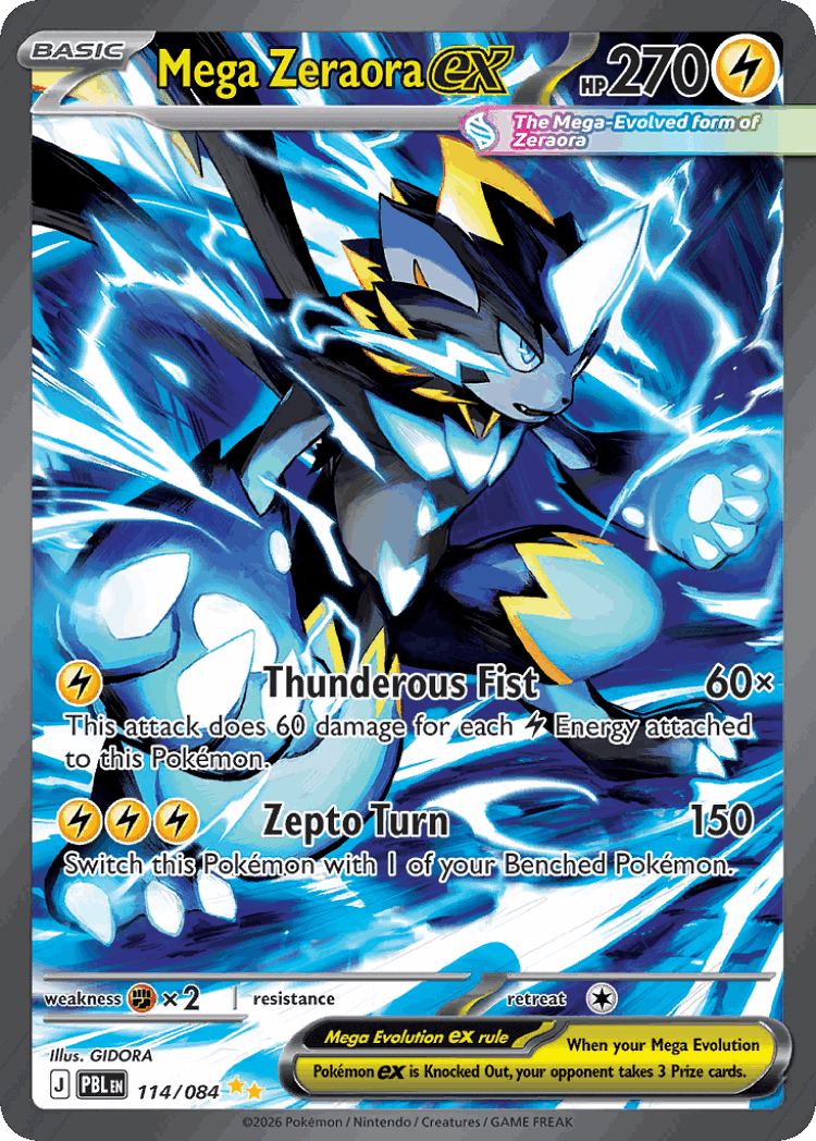 Mega Zeraora ex #114 from Pitch Black - Special Illustration Rare - Illustrated by GIDORA