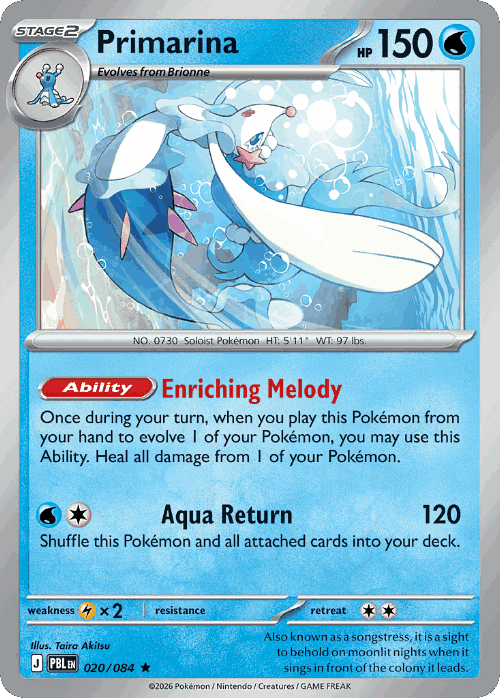 Primarina #20 from Pitch Black - Rare - Illustrated by Taira Akitsu