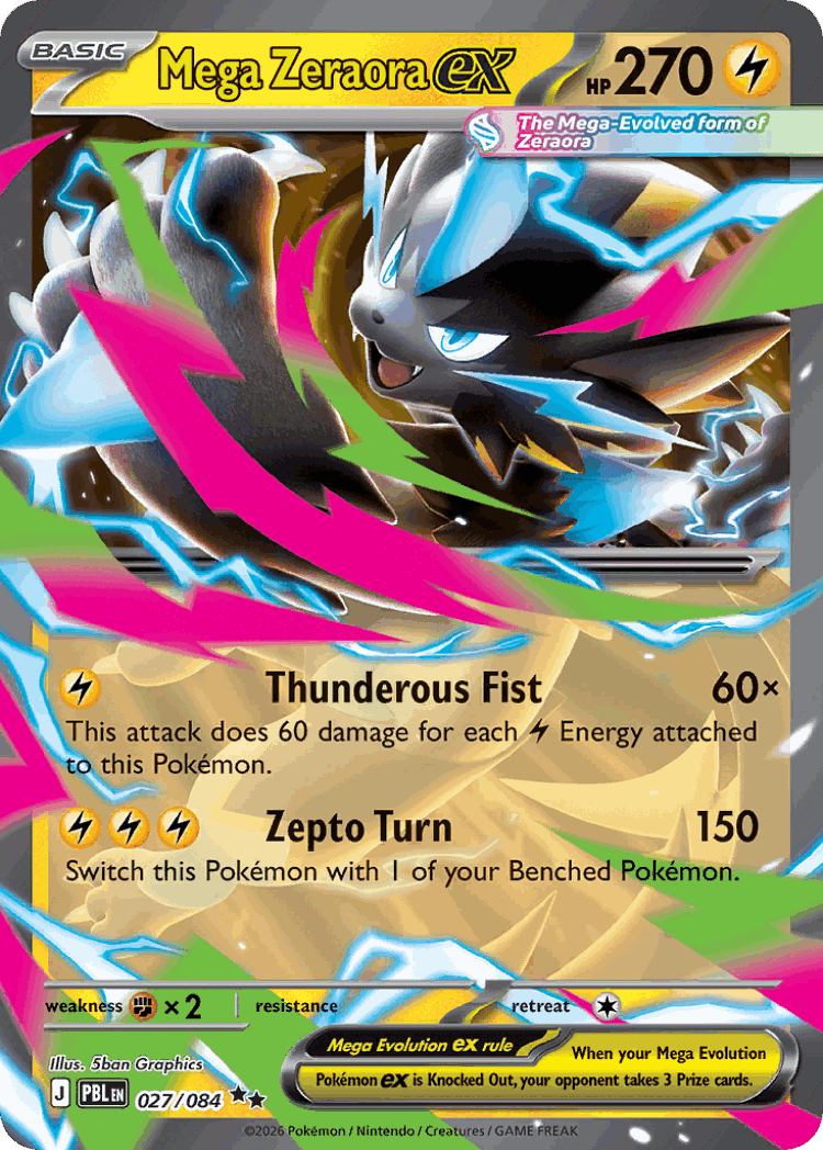 Mega Zeraora ex #27 from Pitch Black - Double Rare - Illustrated by 5ban Graphics