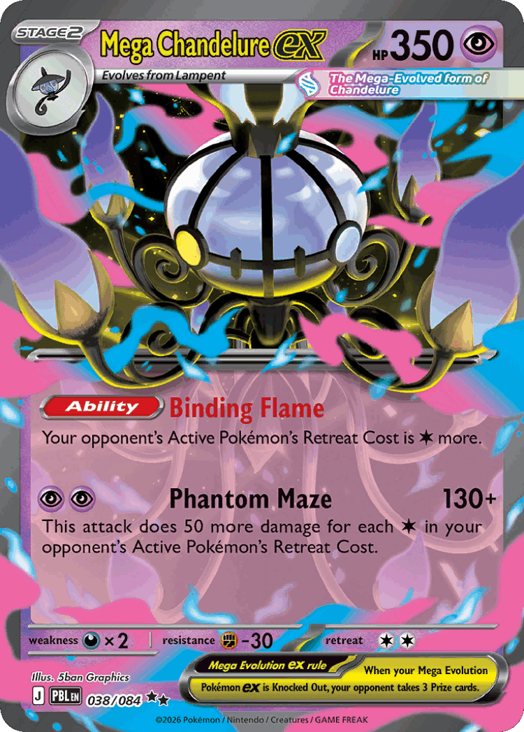 Mega Chandelure ex #38 from Pitch Black - Double Rare - Illustrated by 5ban Graphics