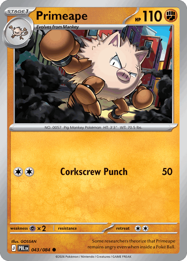 Primeape #43 from Pitch Black - Common - Illustrated by GOSSAN