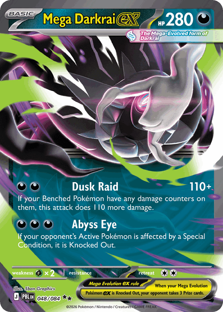 Mega Darkrai ex #48 from Pitch Black - Double Rare - Illustrated by 5ban Graphics