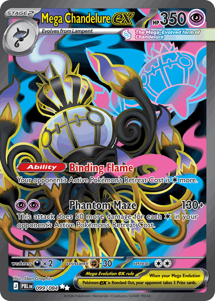 Mega Chandelure ex #99 from Pitch Black - Ultra Rare - Illustrated by 5ban Graphics