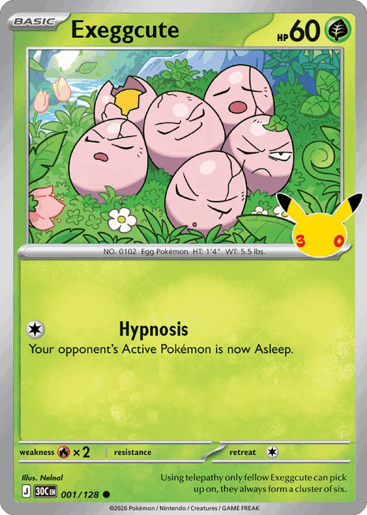 Exeggcute #1 from 30th Celebration - Common - Illustrated by Nelnal