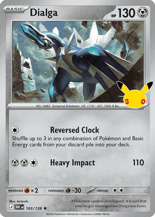 Dialga #103 from 30th Celebration - Rare - Illustrated by toriyufu