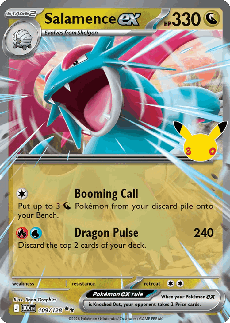 Salamence ex #109 from 30th Celebration - Double Rare - Illustrated by 5ban Graphics