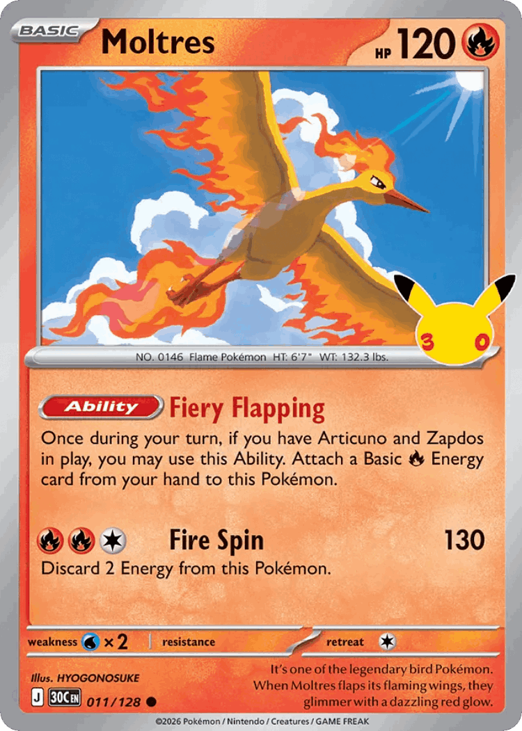 Moltres #11 from 30th Celebration - Common - Illustrated by HYOGONOSUKE
