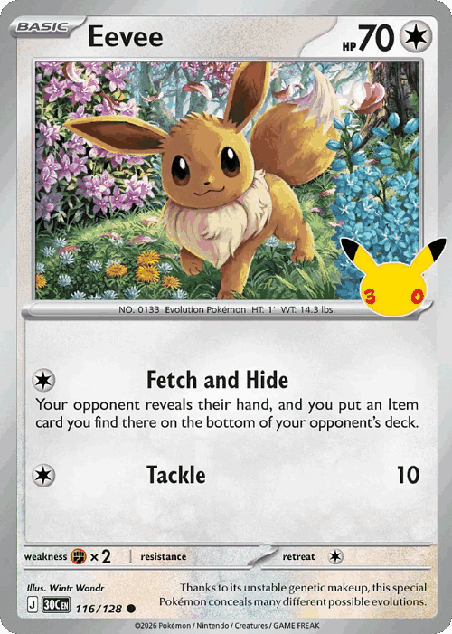 Eevee #116 from 30th Celebration - Common - Illustrated by Wintr Wandr
