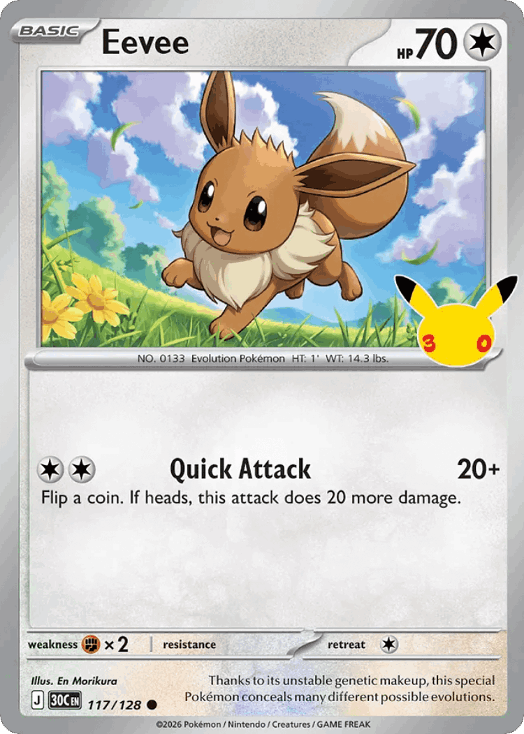 Eevee #117 from 30th Celebration - Common - Illustrated by En Morikura