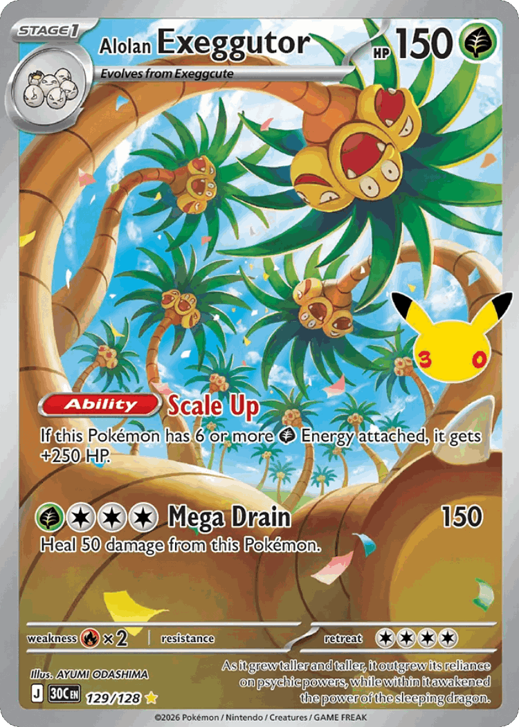Alolan Exeggutor #129 from 30th Celebration - Illustration Rare - Illustrated by AYUMI ODASHIMA
