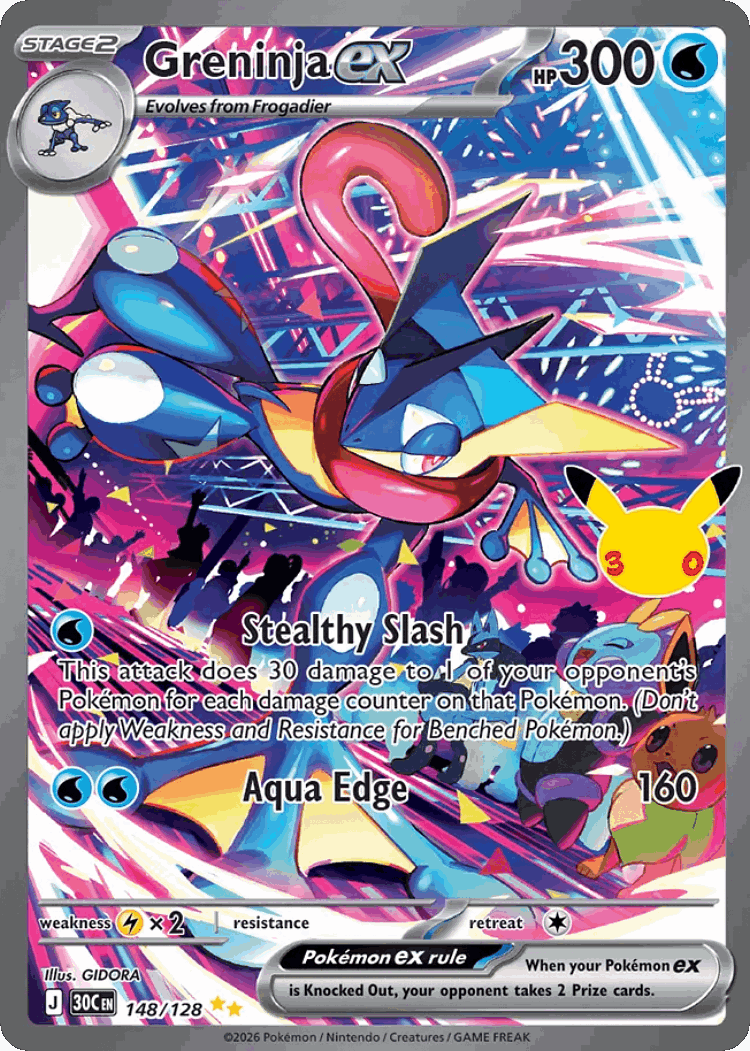 Greninja ex #148 from 30th Celebration - Special Illustration Rare - Illustrated by GIDORA