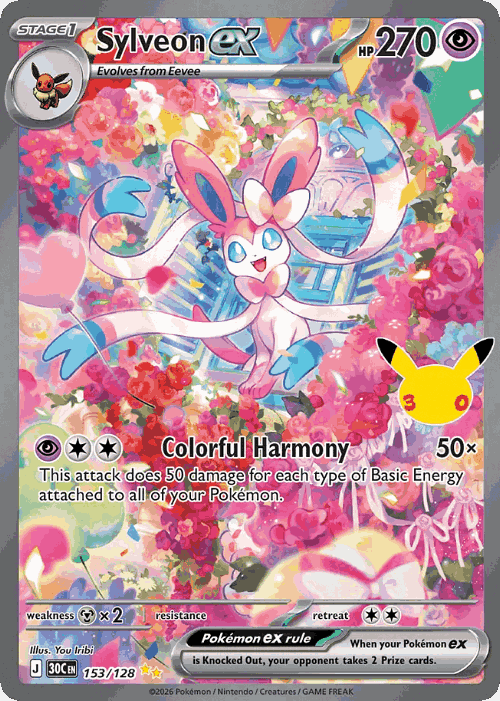 Sylveon ex #153 from 30th Celebration - Special Illustration Rare - Illustrated by You Iribi