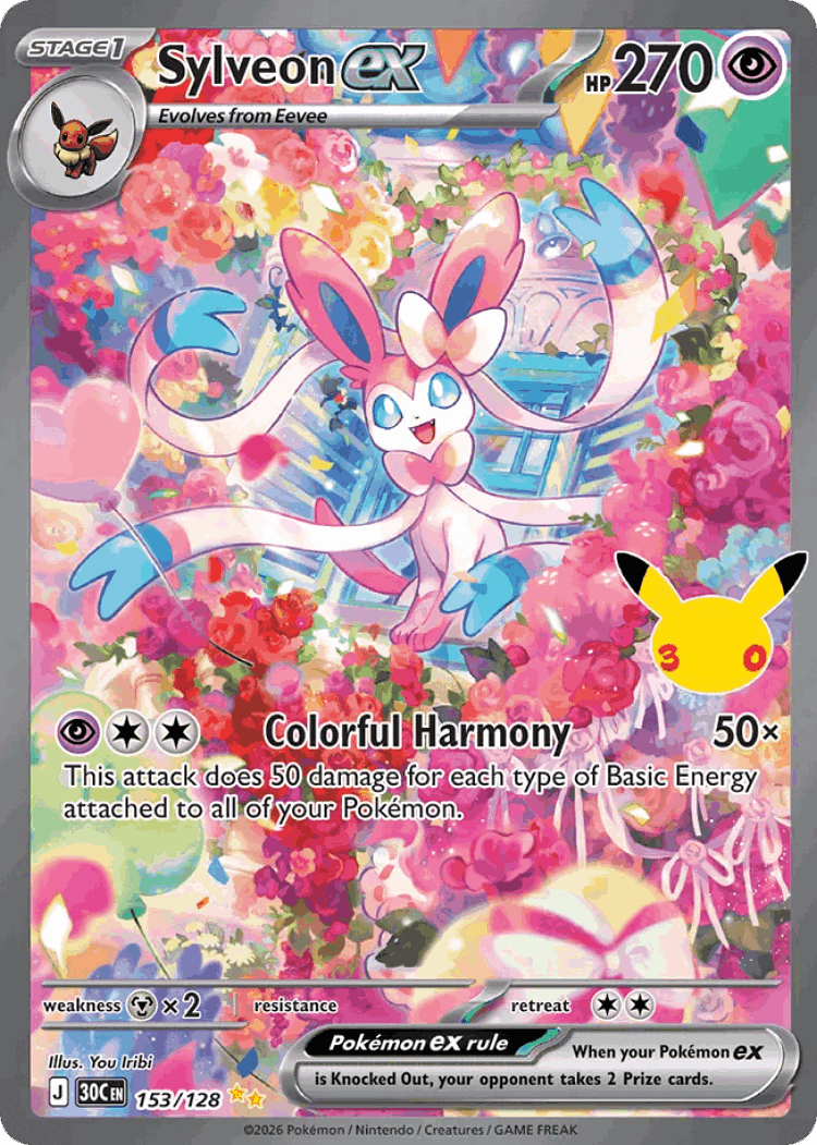 Sylveon ex #153 from 30th Celebration - Special Illustration Rare - Illustrated by You Iribi