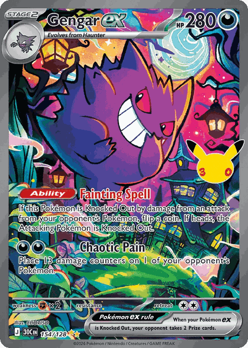 Gengar ex #154 from 30th Celebration - Special Illustration Rare - Illustrated by CHORISO