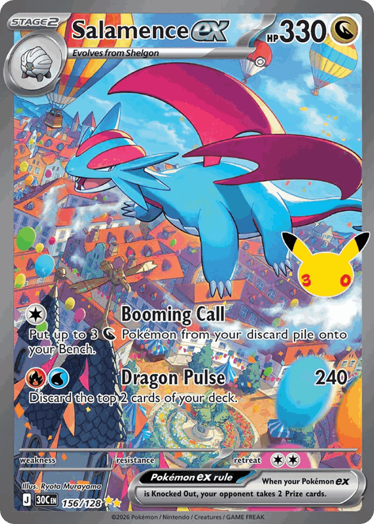 Salamence ex #156 from 30th Celebration - Special Illustration Rare - Illustrated by Ryota Murayama