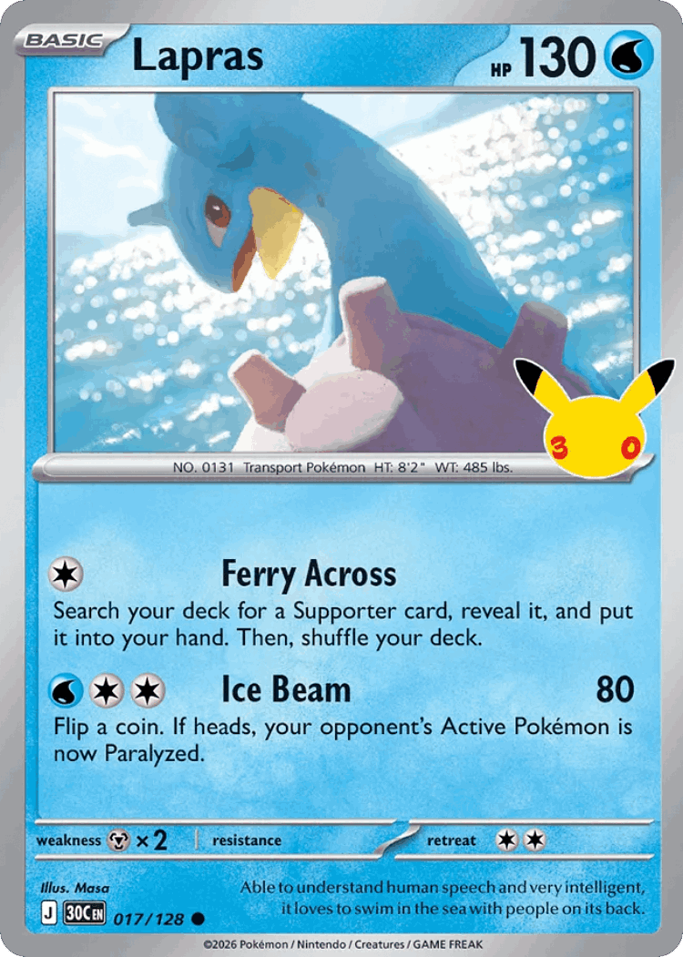 Lapras #17 from 30th Celebration - Common - Illustrated by Masa