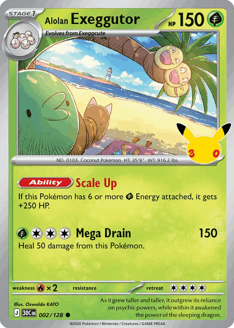 Alolan Exeggutor #2 from 30th Celebration - Common - Illustrated by Oswaldo KATO