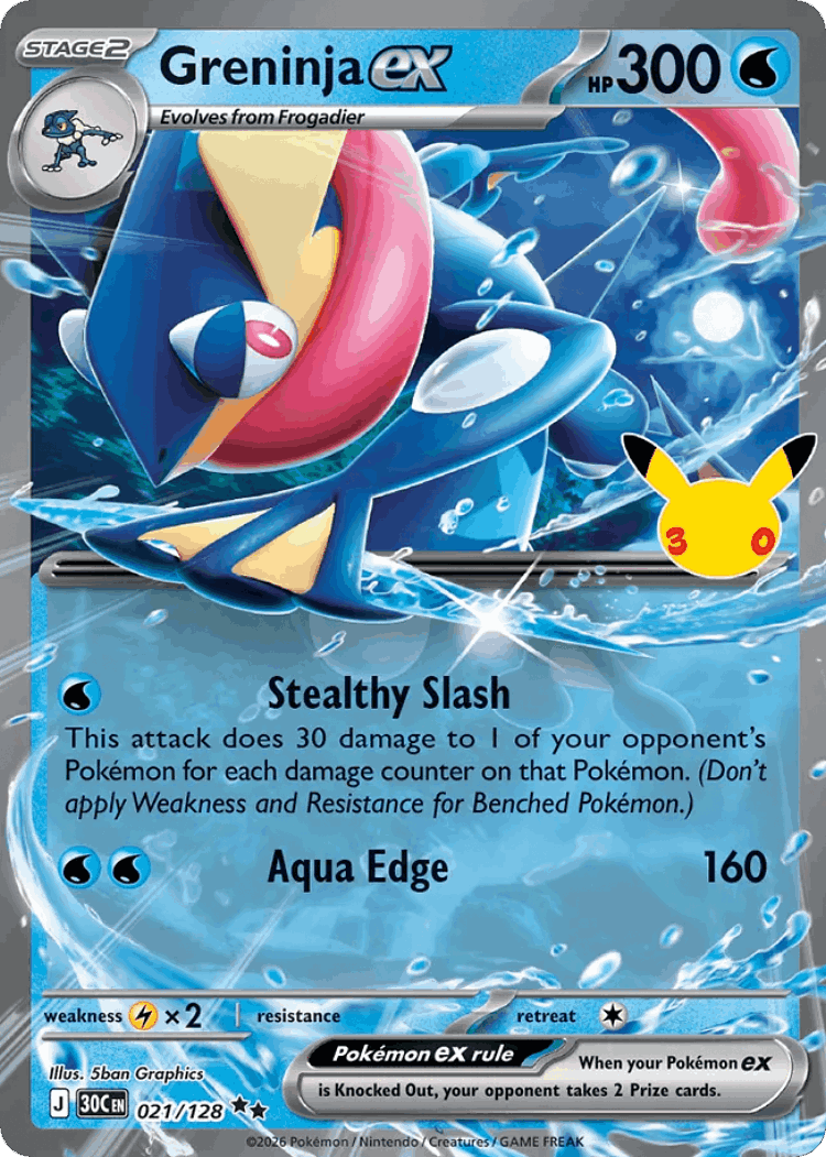 Greninja ex #21 from 30th Celebration - Double Rare - Illustrated by 5ban Graphics