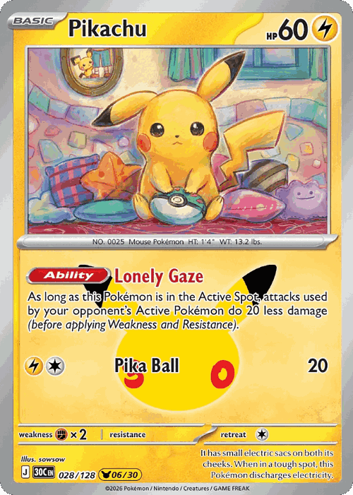 Pikachu #28 from 30th Celebration - Pikachu Rare - Illustrated by sowsow
