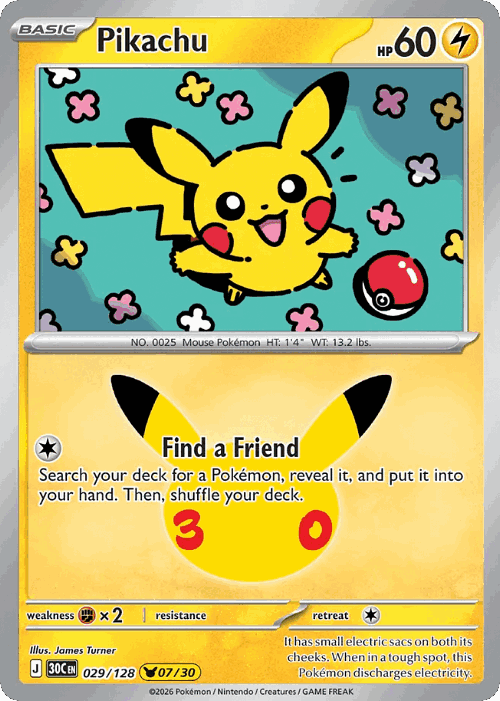 Pikachu #29 from 30th Celebration - Pikachu Rare - Illustrated by James Turner