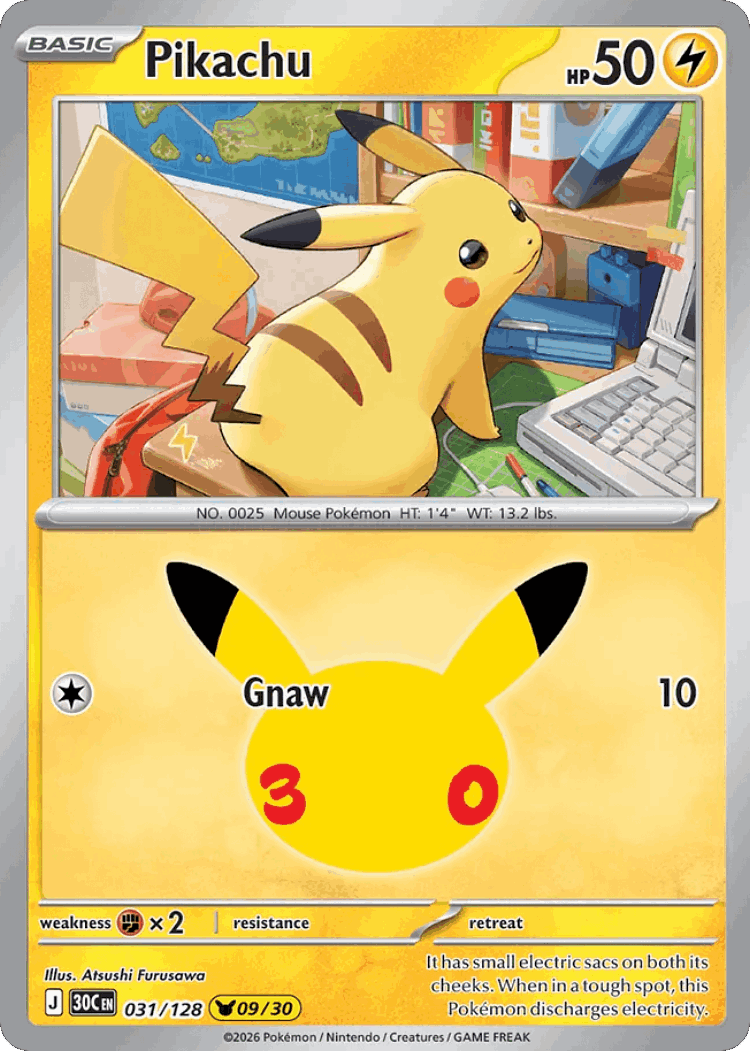 Pikachu #31 from 30th Celebration - Pikachu Rare - Illustrated by Atsushi Furusawa