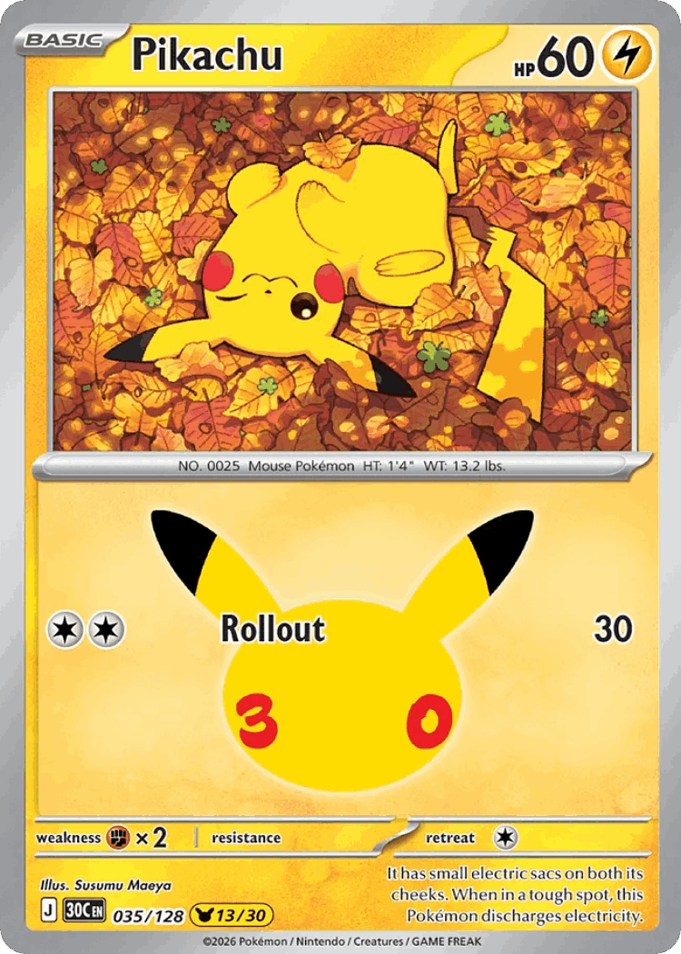 Pikachu #35 from 30th Celebration - Pikachu Rare - Illustrated by Susumu Maeya