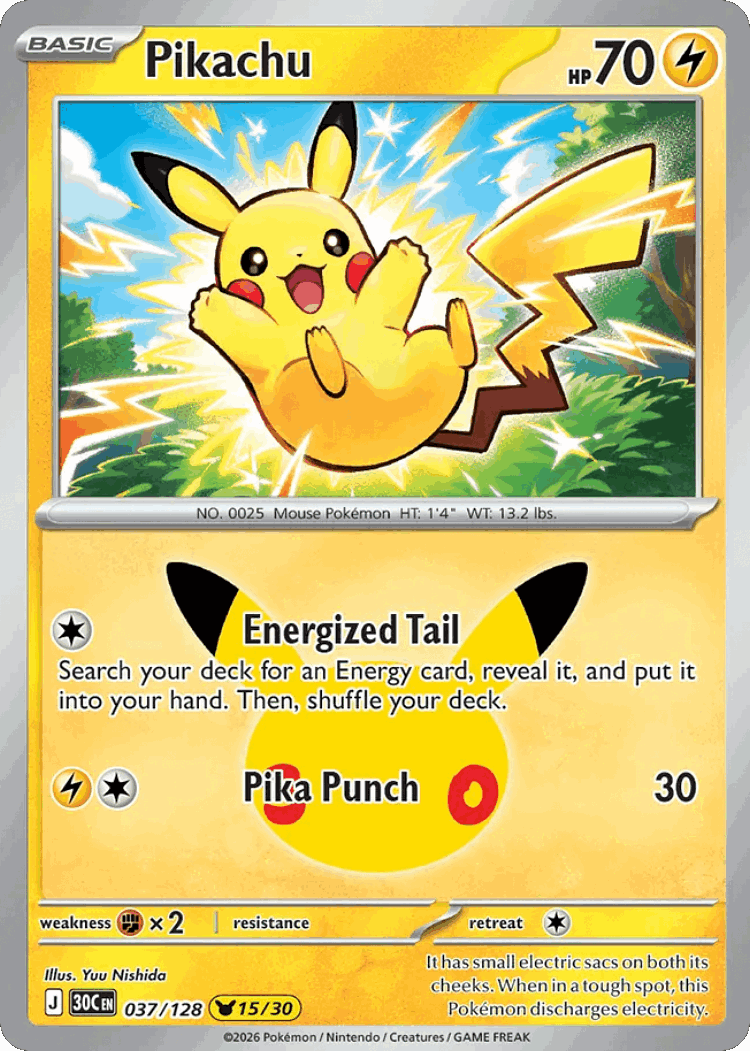 Pikachu #37 from 30th Celebration - Pikachu Rare - Illustrated by Yuu Nishida