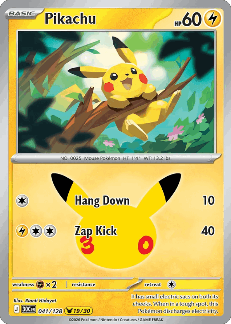 Pikachu #41 from 30th Celebration - Pikachu Rare - Illustrated by Rianti Hidayat