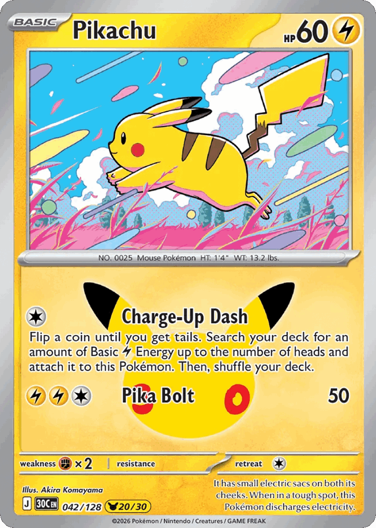 Pikachu #42 from 30th Celebration - Pikachu Rare - Illustrated by Akira Komayama