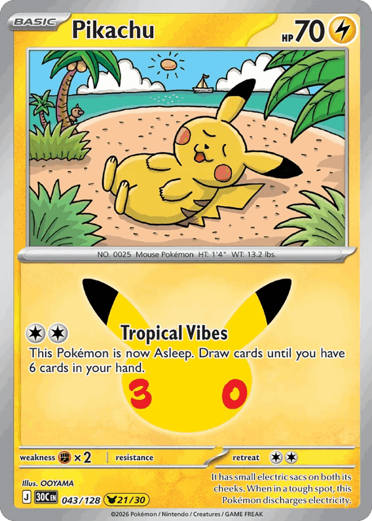Pikachu #43 from 30th Celebration - Pikachu Rare - Illustrated by OOYAMA