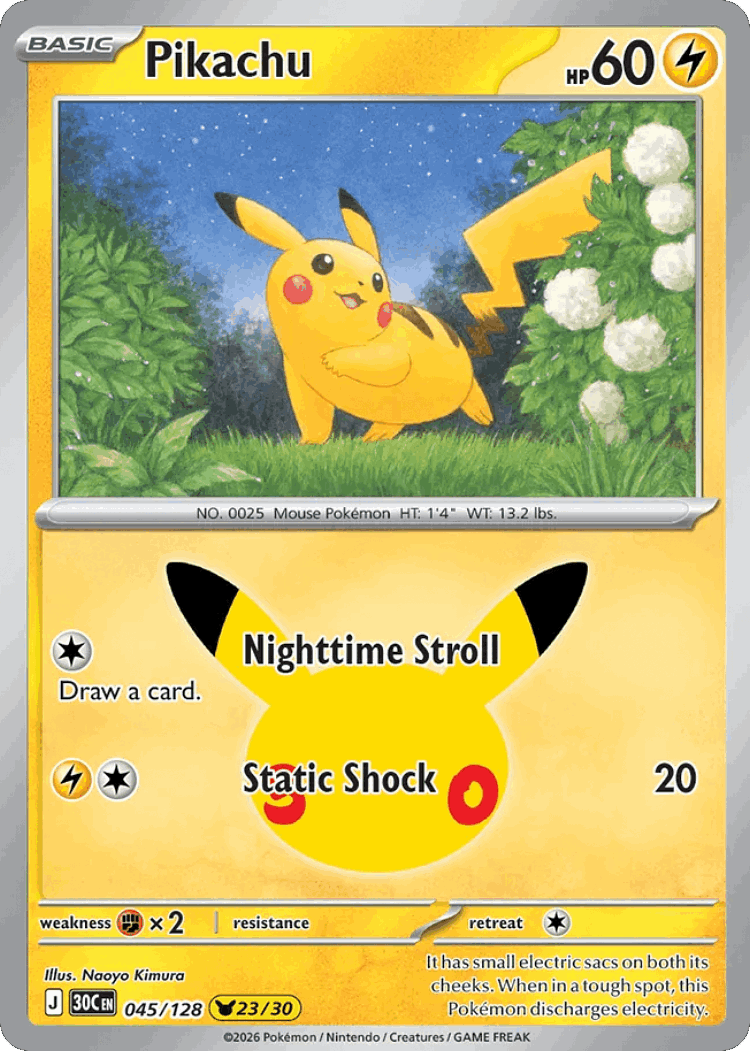 Pikachu #45 from 30th Celebration - Pikachu Rare - Illustrated by Naoyo Kimura