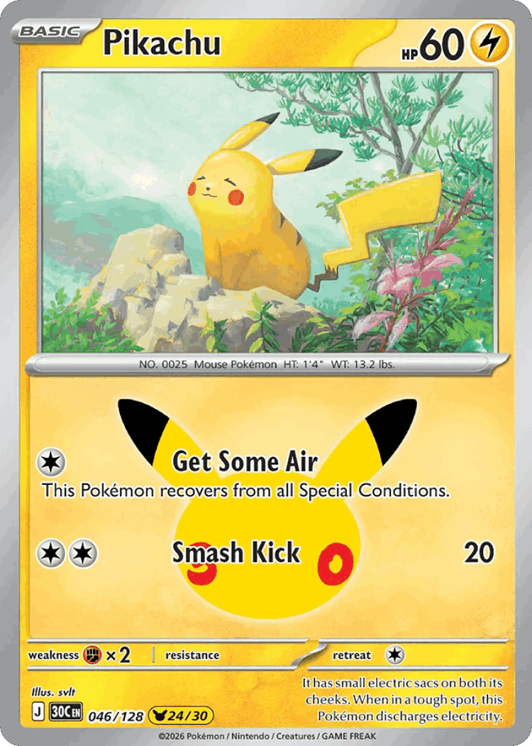 Pikachu #46 from 30th Celebration - Pikachu Rare - Illustrated by svlt