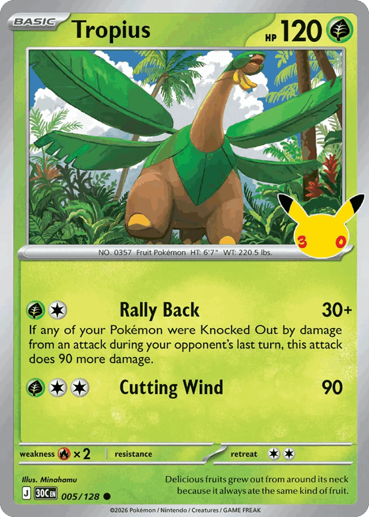 Tropius #5 from 30th Celebration - Common - Illustrated by Minahamu
