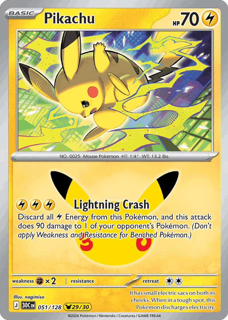 Pikachu #51 from 30th Celebration - Pikachu Rare - Illustrated by nagimiso