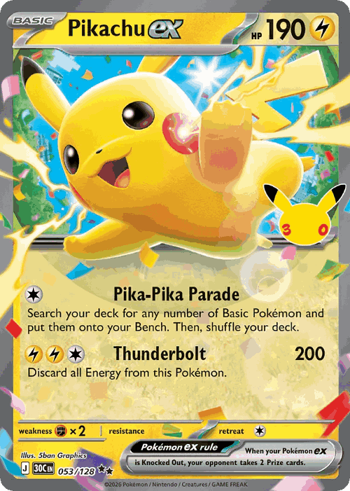 Pikachu ex 53, 30th Celebration