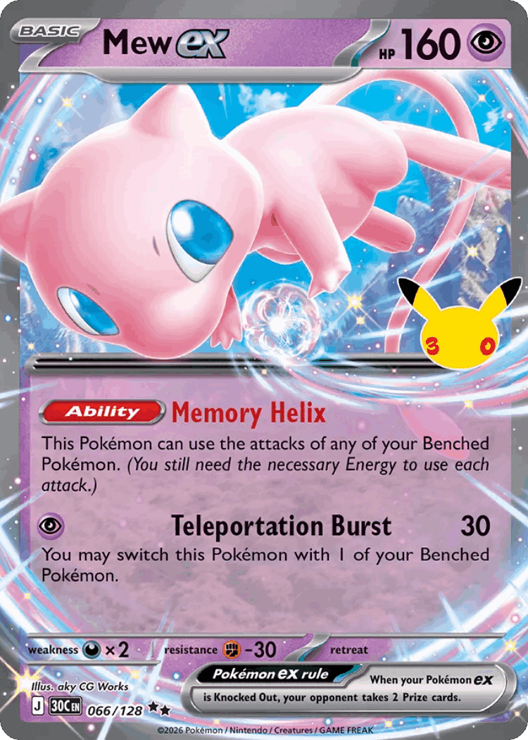 Mew ex #66 from 30th Celebration - Double Rare - Illustrated by aky CG Works